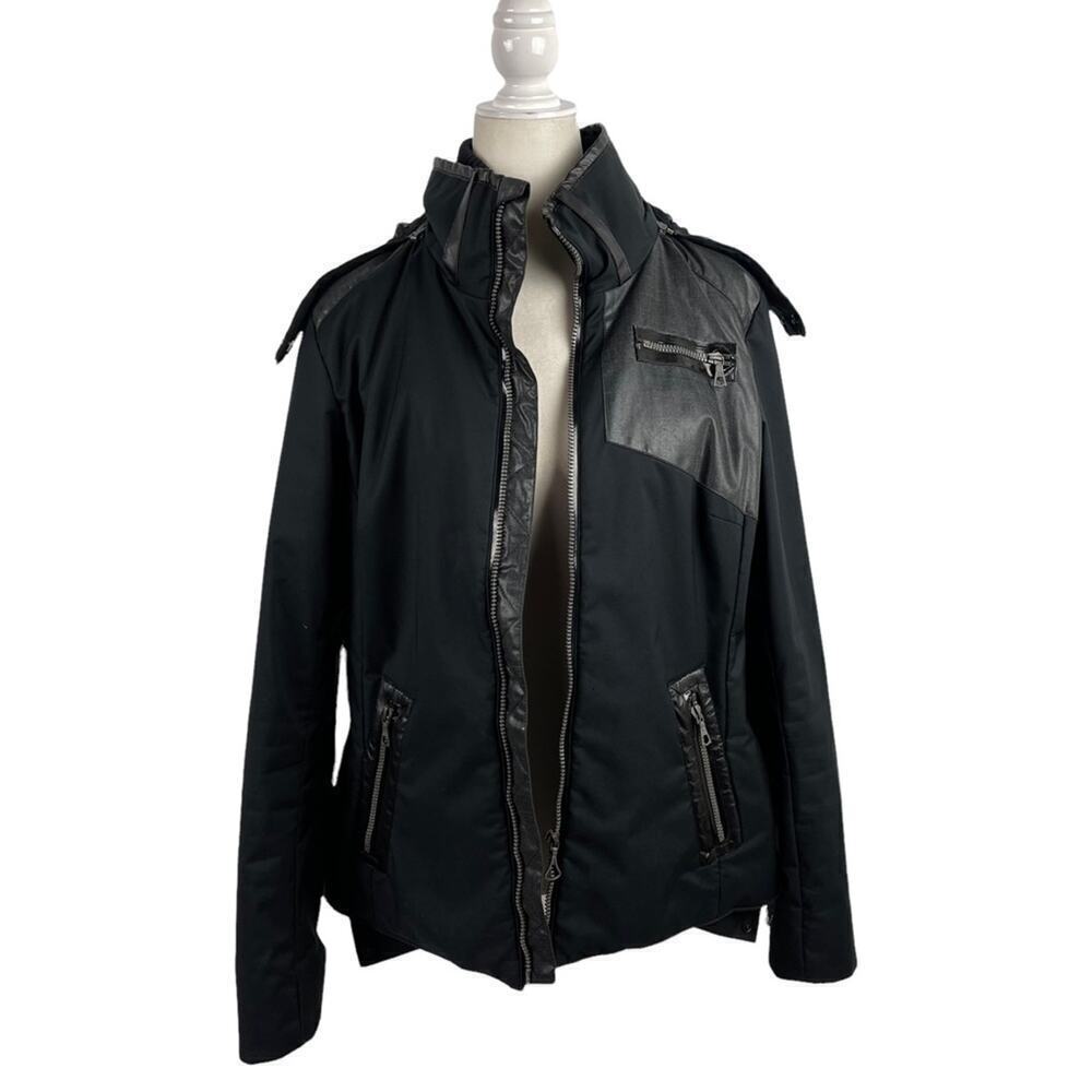 Eric Snow Womens Size Large Patchwork Winter Full Zip Black Jacket faux leather - Picture 16 of 16